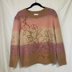 Spartina 449 Florence Crewneck Sweater Pink Nutmeg Gradient  Size S - Like New
